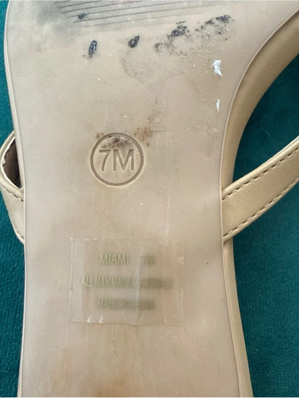 Beige Square-Toe Kitten Heel Thong Sandals Cushionaire Miami